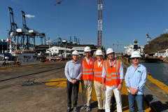 Pedro Ortega y Luis Padrón López durante su visita a ASTILLEROS PUERTO DE BALBOA, acompañados por German Carlos Suárez Calvo, CEO de ASTICAN, ASTANDER y ASTIBAL